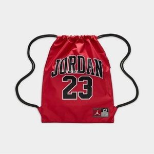 Nike Air Jordan 23 Bulls Jersey Gym Sack Bag Backpack Red Black Spell Out Logo
